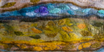 Susana Larrambebere. Shawl (detail). Hand dyed, hand felted Merino over gauze, with applications.